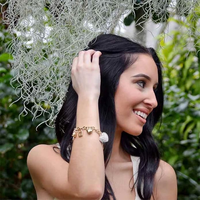 SILANER Gold Chain Link Bracelet - 7"+ 2" Extender 14K Gold Plated Love Locked Bracelets for Women, with Crystal, Love Heart,Key, Lock, Charm Bracelet