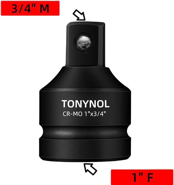TONYNOL Impact Socket Adapter 1" F to 3/4" M, Cr-Mo Steel, Enhances Impact - Image 2