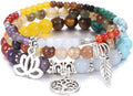 UEUC Tree of Life Yoga Healing Stone Bracelets,Multilayer Lotus Chakra Stone Reiki Bracelet Sets,Anxiety Crystal Natural Stone,for Women Stress Relief