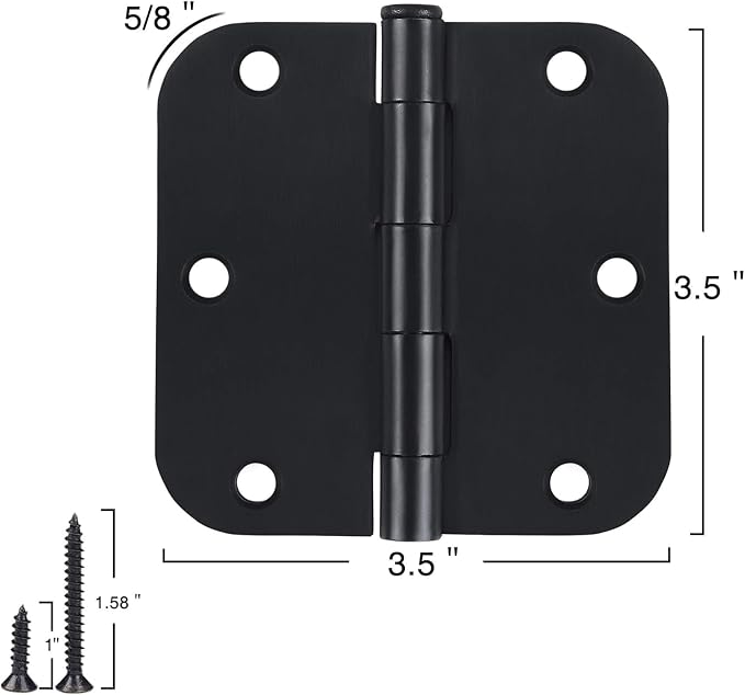 TDCHINGES Rounded Door Hinges Matte Black 3.5 Inch 5/8" Residential 42 Pack | - Image 4
