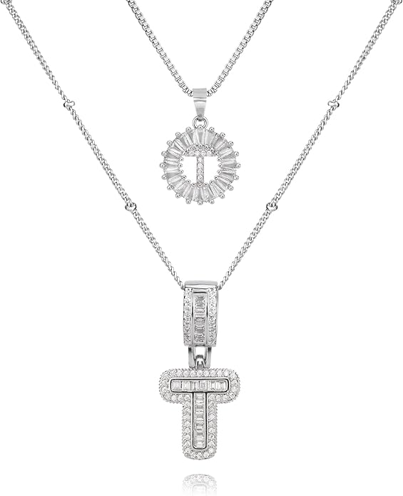 14K Gold Plated Alphabet Necklace Cubic Zirconia Letter Pendant, Personalized Name Jewelry Gift for Women, Customizable A-Z, Birthday/Mothers Day Gifts for Womens