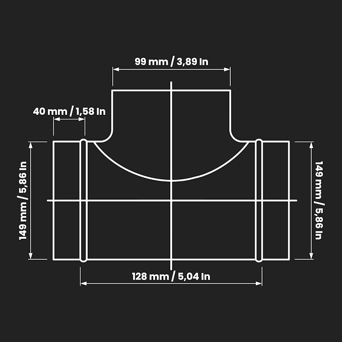 6" Inch to 4" Inch Branch T-Shape Ducting Splitter - Image 2