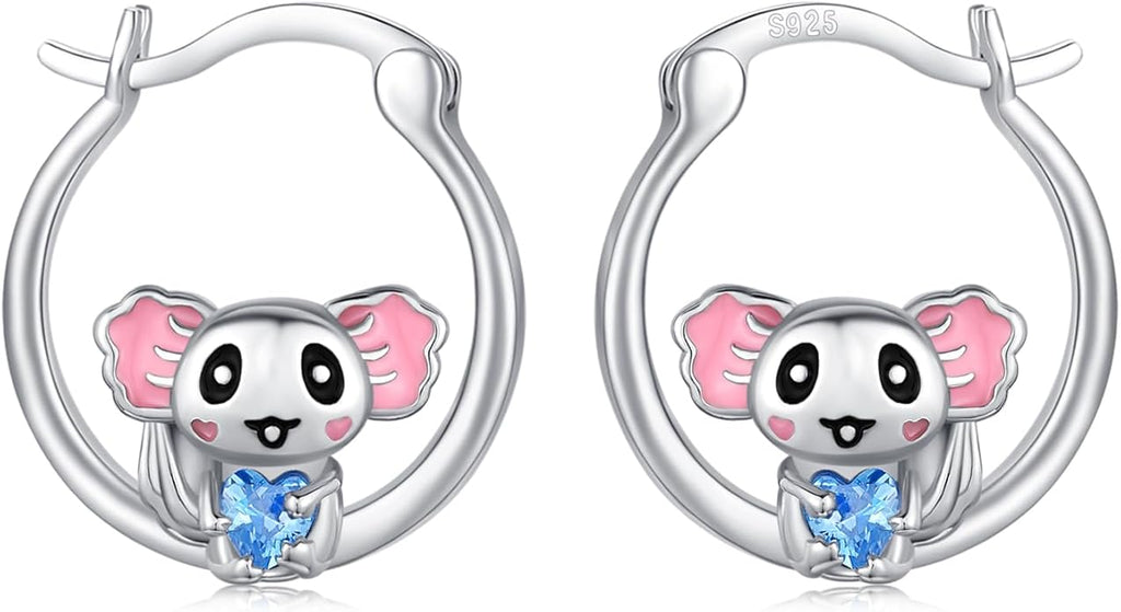 JUSTKIDSTOY Hypoallergenic Panda/Unicorn/Hummingbird/Dolphin Hoop Earrings for Women 925 Sterling Silver Animal Huggie Hoop Earrings Jewelry Gifts for Sensitive Ears