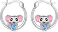 JUSTKIDSTOY Hypoallergenic Panda/Unicorn/Hummingbird/Dolphin Hoop Earrings for Women 925 Sterling Silver Animal Huggie Hoop Earrings Jewelry Gifts for Sensitive Ears