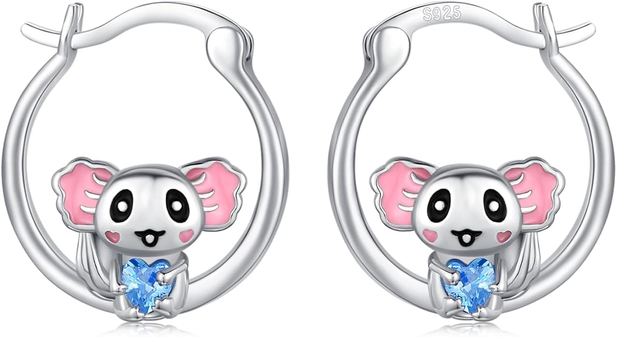 JUSTKIDSTOY Hypoallergenic Panda/Unicorn/Hummingbird/Dolphin Hoop Earrings for Women 925 Sterling Silver Animal Huggie Hoop Earrings Jewelry Gifts for Sensitive Ears