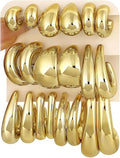 10 Pairs Chunky Gold Earrings for Women, Hypoallergenic Statement Hoops Earring for Multipack, Trendy Gold Chunky Hoop Earrings Jewelry for Gift