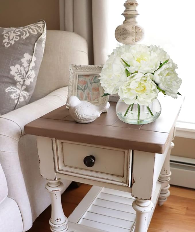 Hollyone Fake Flowers White Peonies Artificial Flowers Faux Flowers - Image 5