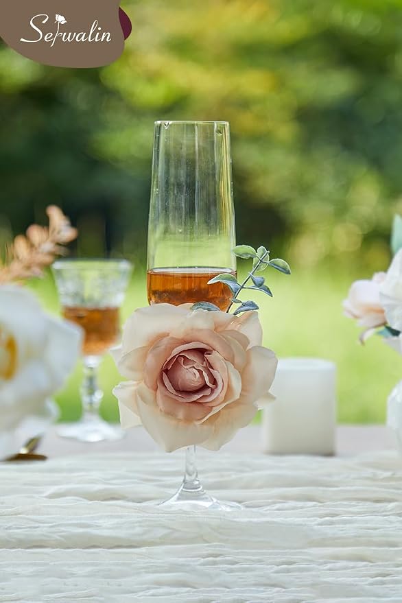Serwalin Artificial Flowers Boho Champagne Flowers Silk Wedding Flowers | Fake - Image 7