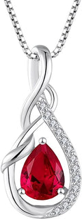 STARCHENIE Infinity Teardrop Pendant Necklace for Women 925 Sterling Silver Birthstone Jewelry