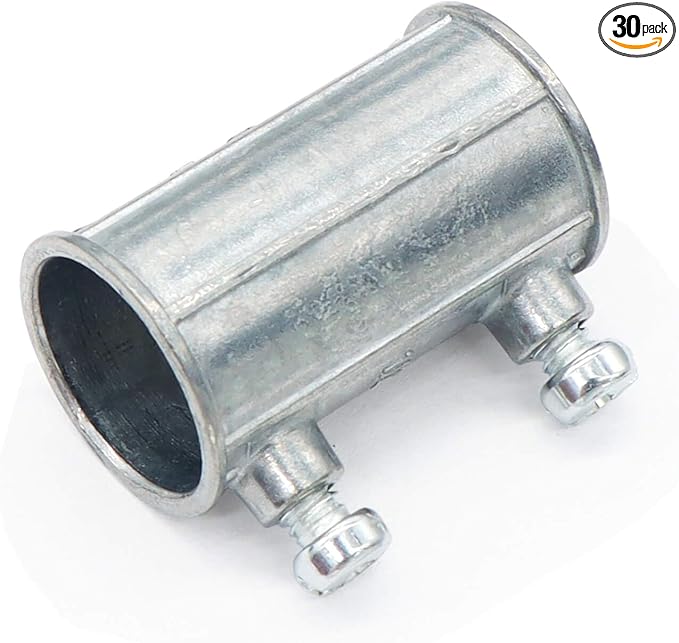 30 Pieces EMT Conduit Set Screw Connectors, 1/2 Inch Zinc Die Cast Electrical by Qlvily