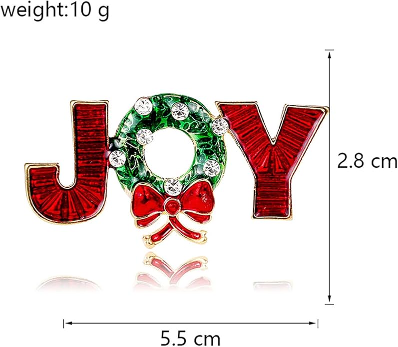 Christmas JOY Brooches Pin for Women, Santa Candy Cane Brooch Christmas Gift Jewelry Wreath Reindeer，Christmas Deer Butterfly Elk Crystal Pins