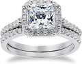 1 to 5 Carat Moissanite Ring Set S925/10K/14K/18K Gold, Princess Cut VVS1 Clarity D Color Moissanite Engagement Rings Set Luxury Bridal Jewelry Wedding Gifts for Women