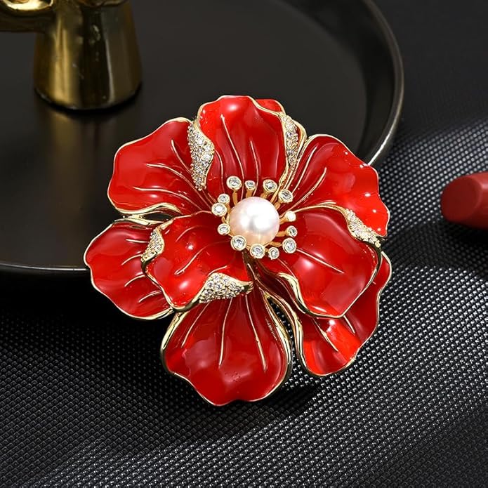 Red Rose Flower Brooches and Pins for Women Costume Jewelry Brooch Pins Broches Jewelry for Women Elegant Lady Pin