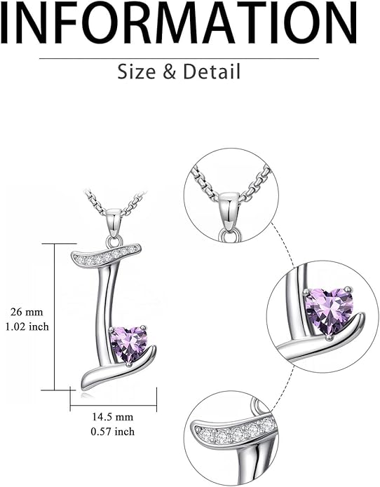 Valentines Day Gifts for Women Alphabet A to Z Initial Birthstone Pendant Necklaces for Women - 18k White Gold Plated Personalized Name Jewelry Valentine Mothers Day Birthday Gifts for Women Her Girlfriend