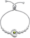 AGVANA Valentines Day Gifts Heart Birthstone Bracelets for Women Sterling Silver Genuine or Created Gemstone Tennis Bracelet Infinity Love Jewelry Anniversary Birthday Gifts for Wife Mom Women