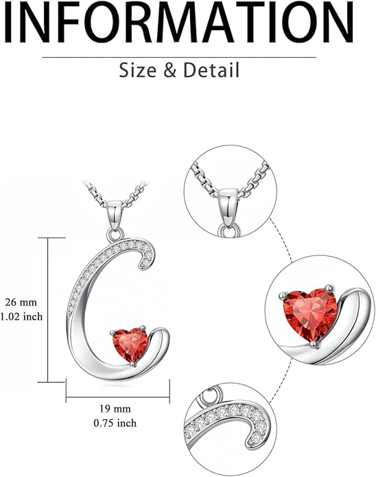 Valentines Day Gifts for Women Alphabet A to Z Initial Birthstone Pendant Necklaces for Women - 18k White Gold Plated Personalized Name Jewelry Valentine Mothers Day Birthday Gifts for Women Her Girlfriend