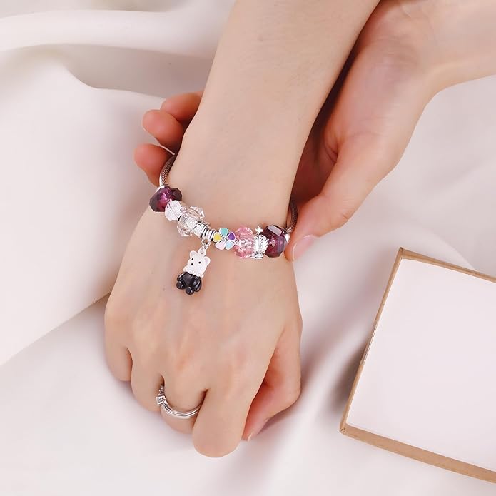 Charm Bracelets for Girls Cute Cartoon Friendship Bracelets Adjustable Bangle Gifts for Girls DIY Jewelry