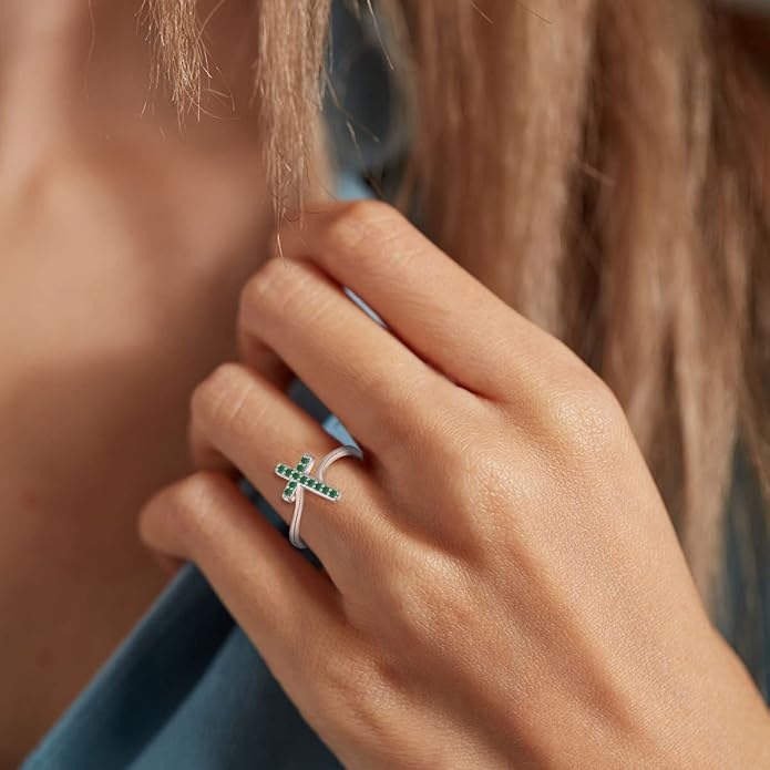 STARCHENIE 925 Sterling Silver Cross Ring for Women Size 5-10