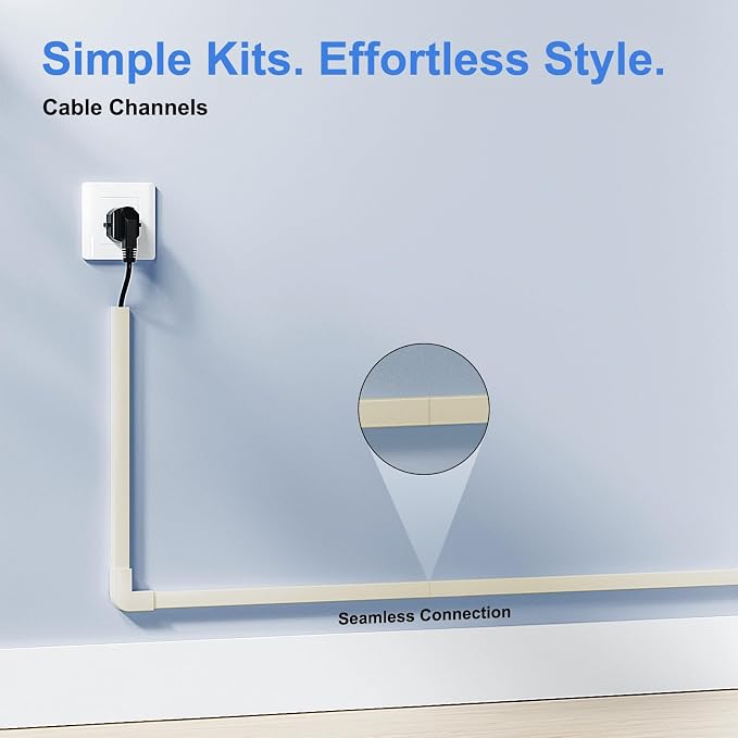 Yecaye Cord Covers for Wires on Wall, W1.18in H0.67in, Large Cord Organizer for - Image 4