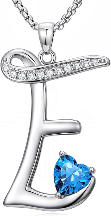 Valentines Day Gifts for Women Alphabet A to Z Initial Birthstone Pendant Necklaces for Women - 18k White Gold Plated Personalized Name Jewelry Valentine Mothers Day Birthday Gifts for Women Her Girlfriend