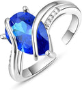 KINGWHYTE Adjustable Rings for Women Teardrop Pear Ring 925 Sterling Silver 0.85ct Teardrop Cubic Zirconia Open AdjustableThumb Ring for Women
