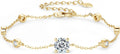 Bezel Station Link Bracelets for Women, 1.36cttw D Color Moissanite Bracelet 925 Sterling Silver for Wife or Mom, Adjustable Chain