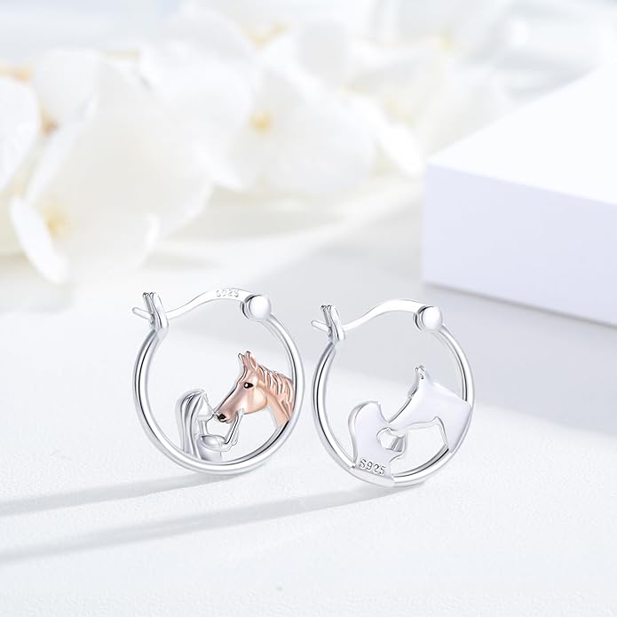 JUSTKIDSTOY Hypoallergenic Panda/Unicorn/Hummingbird/Dolphin Hoop Earrings for Women 925 Sterling Silver Animal Huggie Hoop Earrings Jewelry Gifts for Sensitive Ears