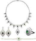 Rhinestone Wedding Bridal Jewelry Set Women's Prom-Style Necklace, Earrings, Bracelet, Ring Bridesmaid Gift Pairs with Evening Gown