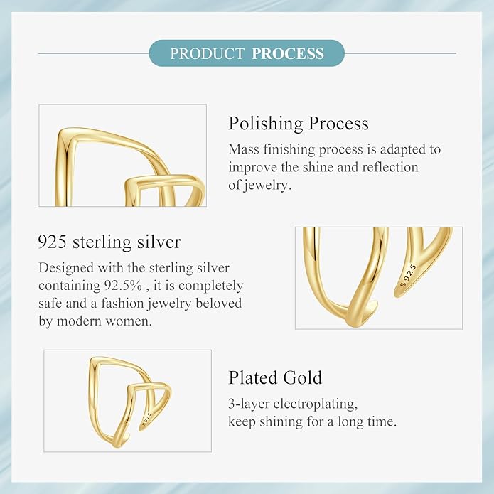 MUNDELL 925 Sterling Silver Simple Multi-layer Leaf Adjustable Ring Green Lucky Leaves Statement Ring for Women Promise Ring Fine Jewelry