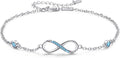 MEDWISE Womens Infinity Anklet Bracelet 925 Sterling Silver Endless Love Symbol Ankle Bracelet Adjustable Plus Size Large Bracelet Gifts for her Mother’s Day Gifts