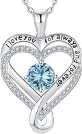 Jewelry for Women Wife Infinity Heart Birthstone I Love You Necklace S925 Anniversary Women Necklaces for Her Wife Birthday Gift Ideas, Birthday Present for Girlfriend Mom Daughter Sterling Silver