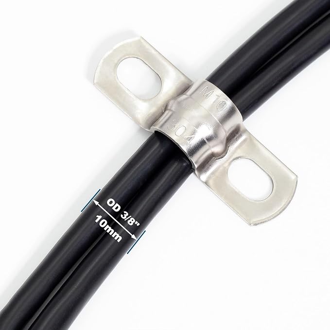 20 pcs 3/8" Conduit Clamps 304 SS Heavy Duty U-tube Clamp 2-holes Pipe Bracket - Image 3