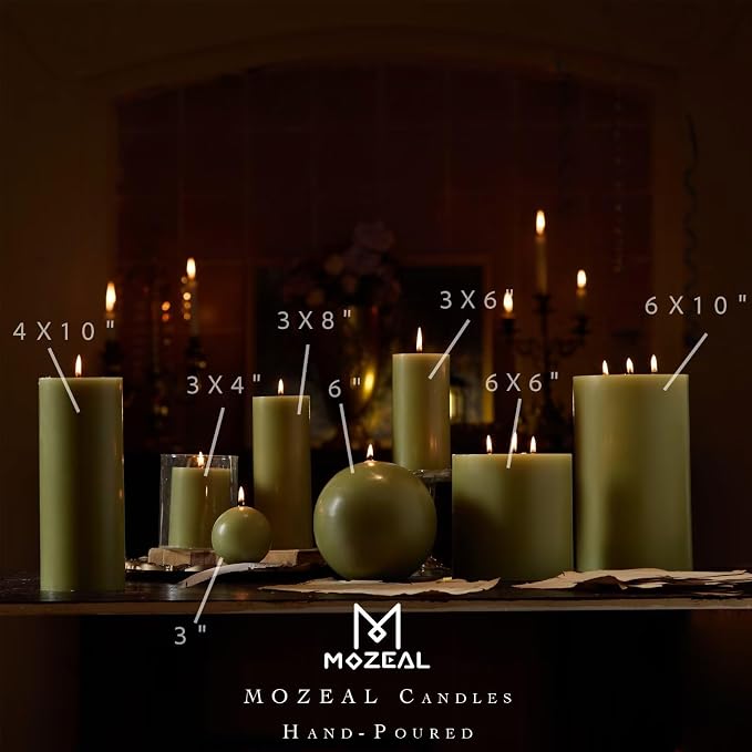 MOZEAL 3" x 6" Hand-Poured Unscented Candle, Dripless Pillar Candle Set of 3 - Image 4