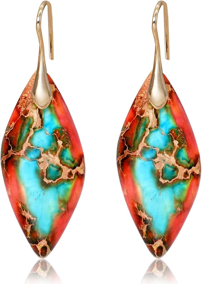 Natural Stone Earrings Multishape Dangle Drop Earrings Boho Stone Earring for Women