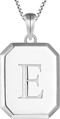 YL Initial Necklace 925 Sterling Silver Square/Round/Heart Letter Pendant A-Z Alphabet Polished Jewelry for Women