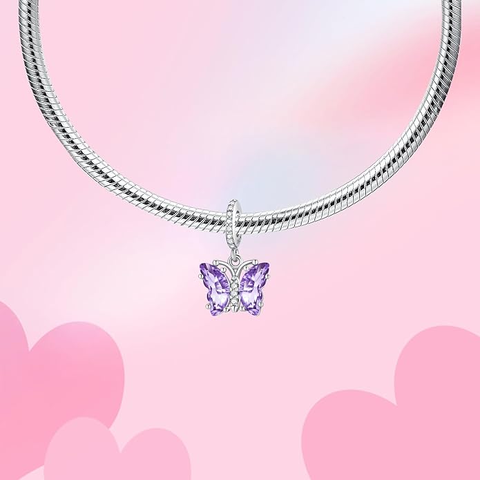 Birthday Fashion Love Heart Dangle Charm 925 Sterling Silver Charms fits Bracelets and Necklace Pendant Bead Charms Jewelry Present for Women Family Friends