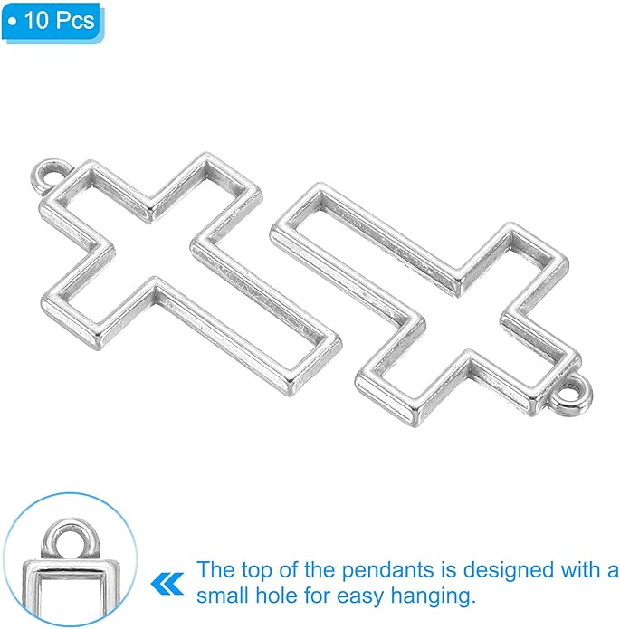 PATIKIL Alloy Open Back Bezel Pendants, Cross Shape Hollow Resin Pendant Frame for DIY Crafts Earrings Necklace Bracelet Making