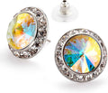 | Crystal Clear and Crystal AB Rhinestone Clip On or Pierced Earrings for Dance, Pageant, Prom, Performance, Wedding