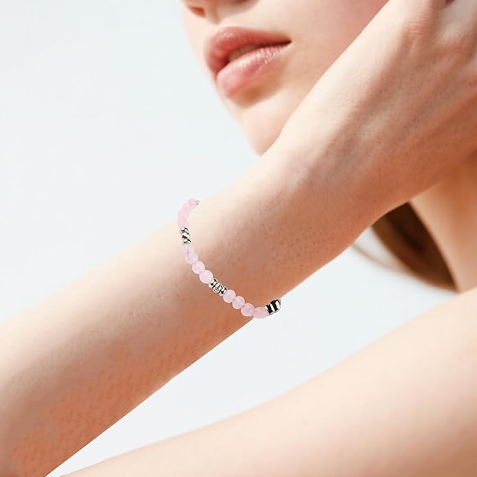 Natural Gem Stone Beaded Bracelets for Women Adjustable Stainless Steel Agate Lapis Tiger Eye Aventurine Rose Quartz