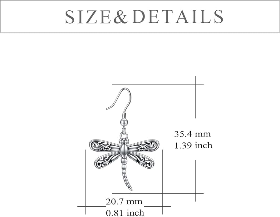 ONEFINITY Dragonfly Earrings 925 Sterling Silver Moonstone Leverback Dragonfly Dangle Drop Earrings Women Jewelry Gifts