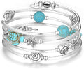 BULINLIN Layered Wrap Bangle Turquoise Bracelet - Bead Bracelet with Natural Agate Stone, Gifts For Women