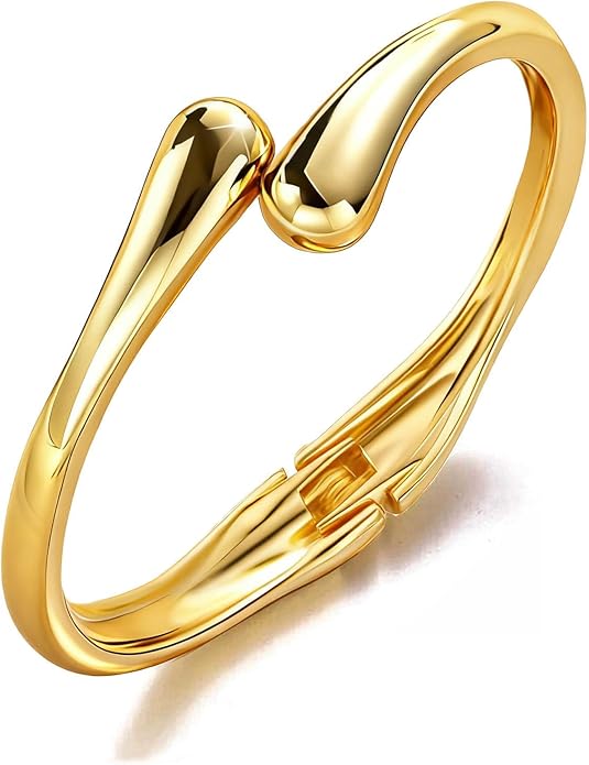 Gold Bangle Bracelets for Women Teens Trendy Chunky Adjustable Twist Cuff Bracelet Jewelry Gifts
