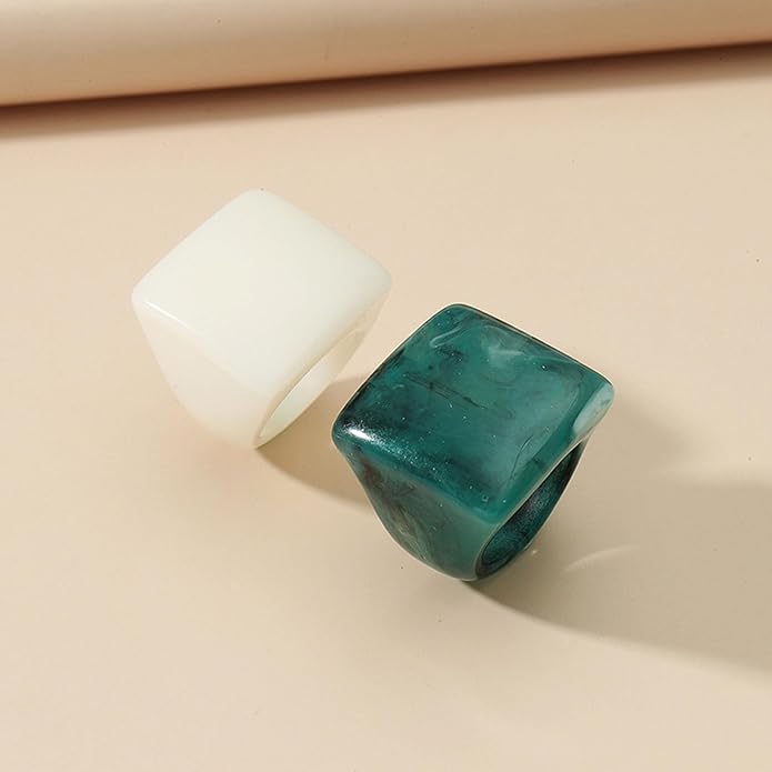 Multicolor Resin Chunky Rings for Women,Acrylic Plastic Rin Knuckle Finger Cute Trendy Aesthetic Y2k Statement Ring Vintage Simple Geometric Rings Jewelry