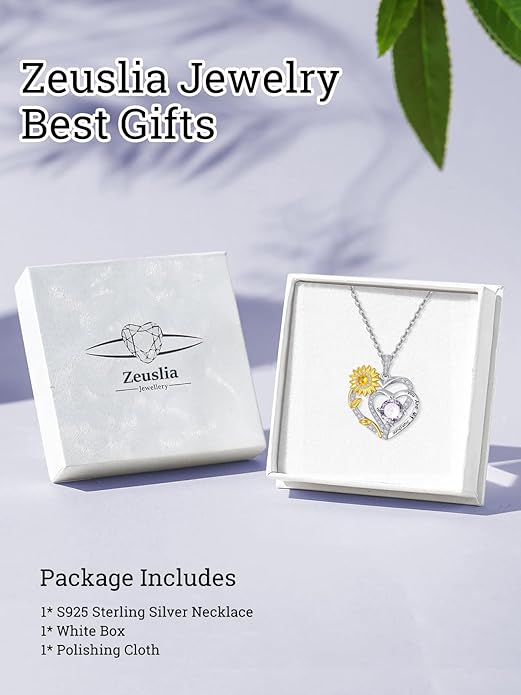 Valentine's Day Gifts for Wife 925 Sterling Silver Double Birthstone Pendant Necklaces I Love You for Always and Forever Necklace Anniversary Birthday Gifts for Wife Girlfriend Mom Her