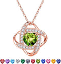 Iefil Valentines Gifts for Her Wife - 925 Sterling Silver Love Knot Birthstone Necklace, Anniversary Birthday Gifts for Women, Jewelry Gifts for Wife Mom Girlfriend