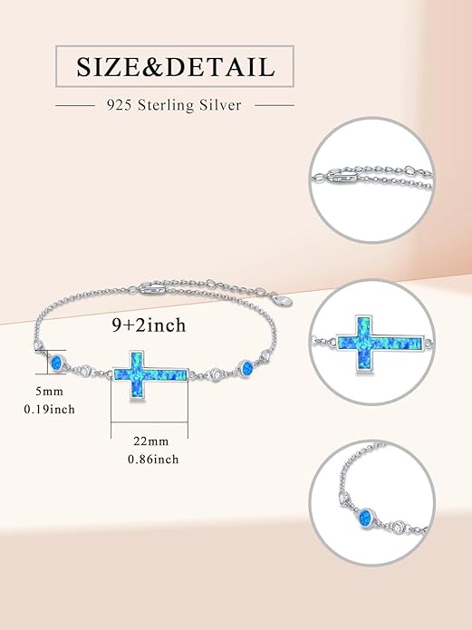 WINNICACA 925 Sterling Silver Anklets for Women Adjustable Beaded Butterfly Opal Anklet Bracelet Foot Chains Jewelry Gifts for Women Beach Birthday Christmas Gift