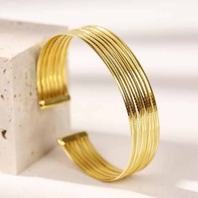 Cuffs Bracelet for Women Minimalist Gold Coil Craft Cuff Bracelet Italian Coil Craft Handmade Jewelry Christama Birtherday Gift