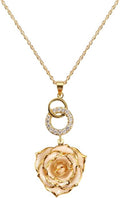 AliveRose Real Rose Gold Dipped Necklace Gifts for Women, 24K Gold Dipped Rose Pendant Necklace Jewelry Mothers Day Anniversaries Birthday Christmas Special Occasions Gifts for Her Mom Wife
