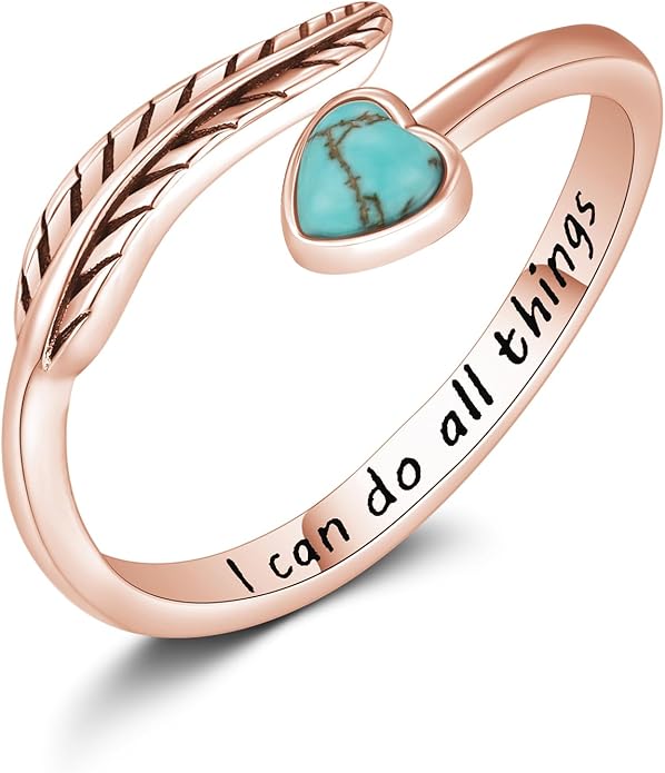 Turquoise/Moss Agate/Moonstone/Black Onyx/Lapis Lazuli/Labradorite/Tiger Eye Feather Ring 925 Sterling Silver Adjustable Ring Western Thumb Rings Vintage Jewelry Gifts for Women