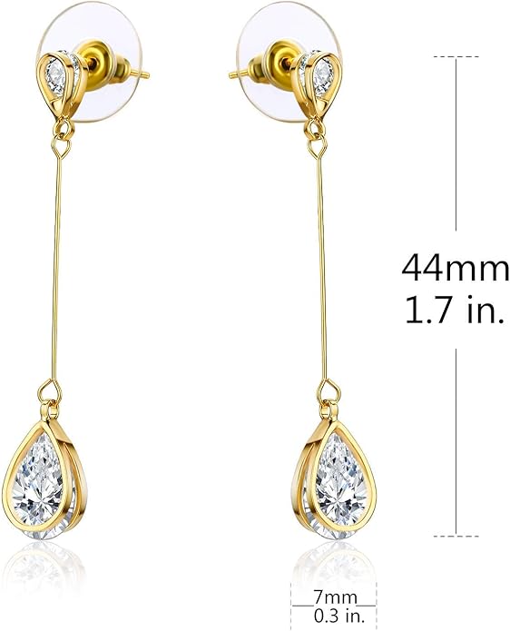 SBLING Cubic Zirconia Teardrop Earrings, Diamond Earrings, Wedding Earrings for Brides Bridesmaids, Bridal Dangle Earrings, Teardrop Crystal Drop earrings for Women Jewelry Gifts